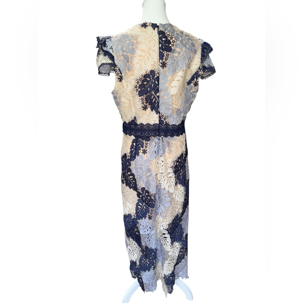 Adelyn Rae Navy and Cream Lace Midi Dress - Picture 5 of 8